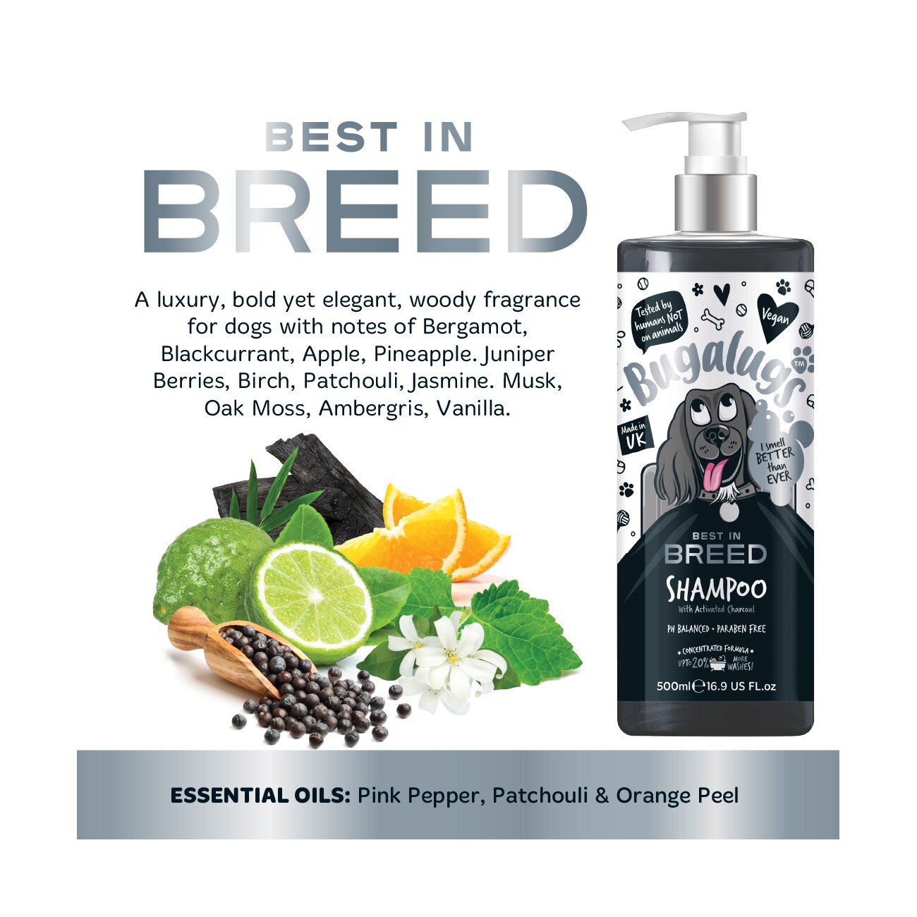 Bugalugs Charcoal Citrus – Aktivkohle-Hundeshampoo mit erfrischendem Zitrusduft