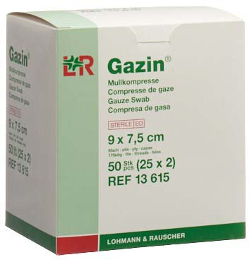 GAZIN Mullkompressen Set<br>25 × 2 Stück, 7.5x9cm, 8fach steril