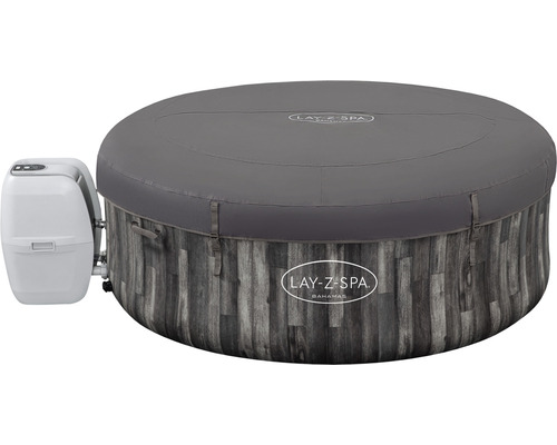 Bestway® LAY-Z-SPA® Bahamas AirJet™ opblaasbare hottub met 120 luchtjets, multifunctionele pomp, geïntegreerde verwarming en afsluitbare thermische afdekking, grijs