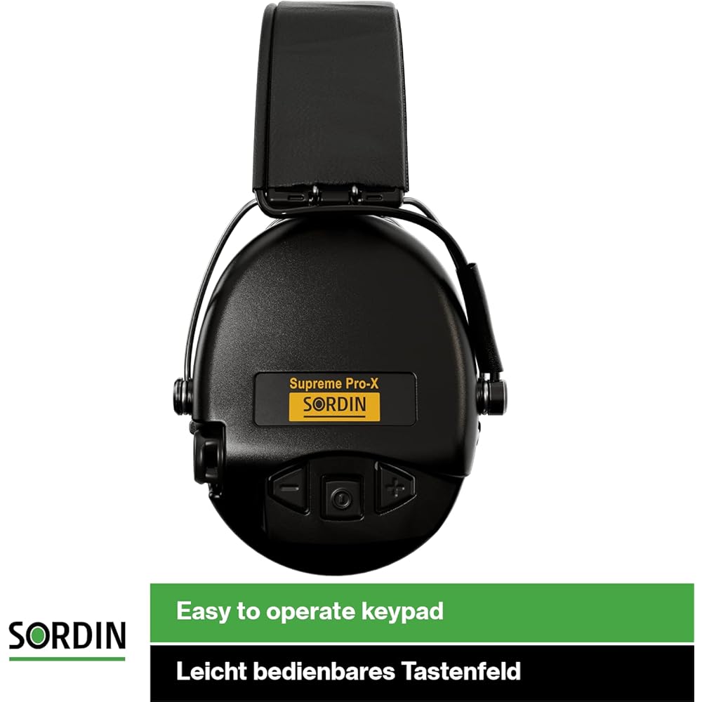 Sordin Pro X Casques Antibruit électroniques à Forte Atténuation - 75302-X/L-02-S - Protection Auditive - Coques d'oreilles Noires : Sports et Loisirs
