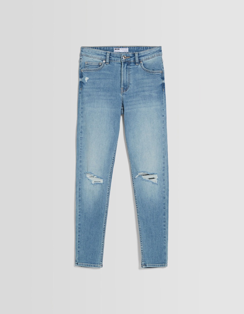 calça jeans skinny vintage de cintura baixa
