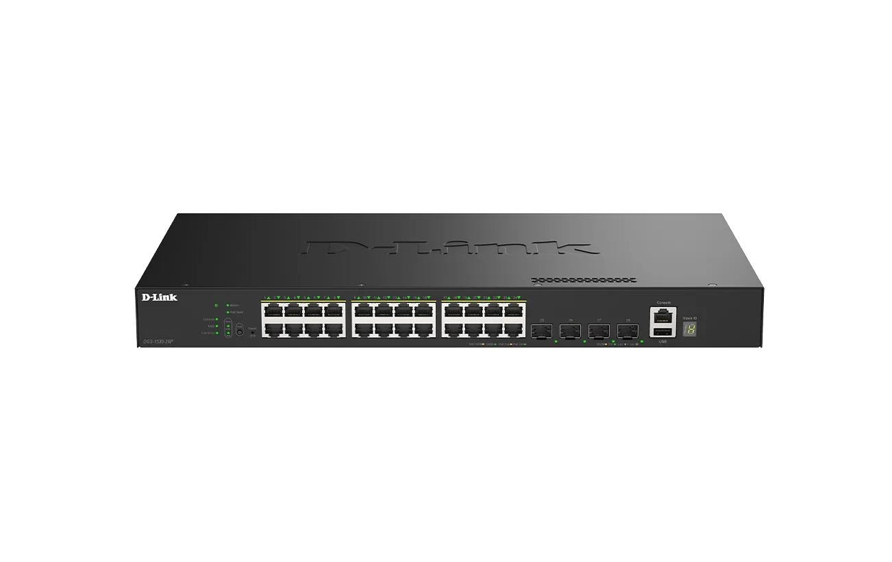 PoE+ Switch DGS-1530 28 Port<br>Gigabit Stackable Smart Managed Switches mit 10G Uplinks