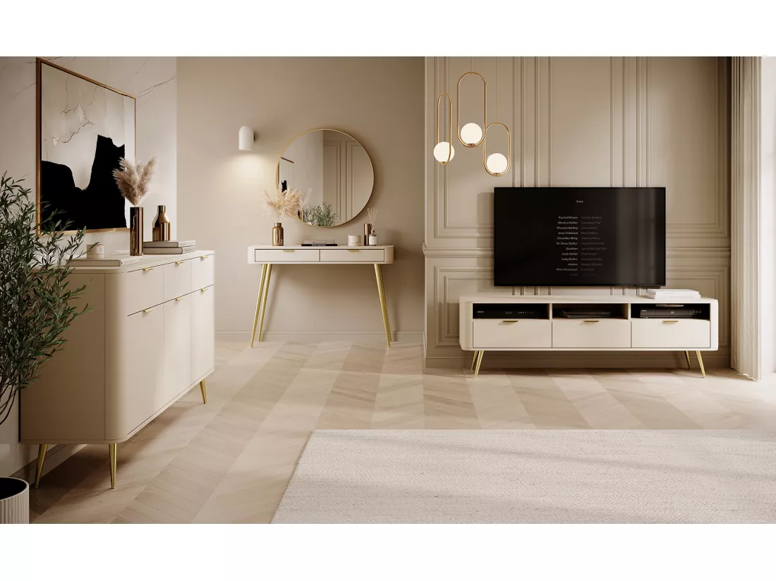 Coiffeuse avec tiroirs - 112 cm - beige - OVAL