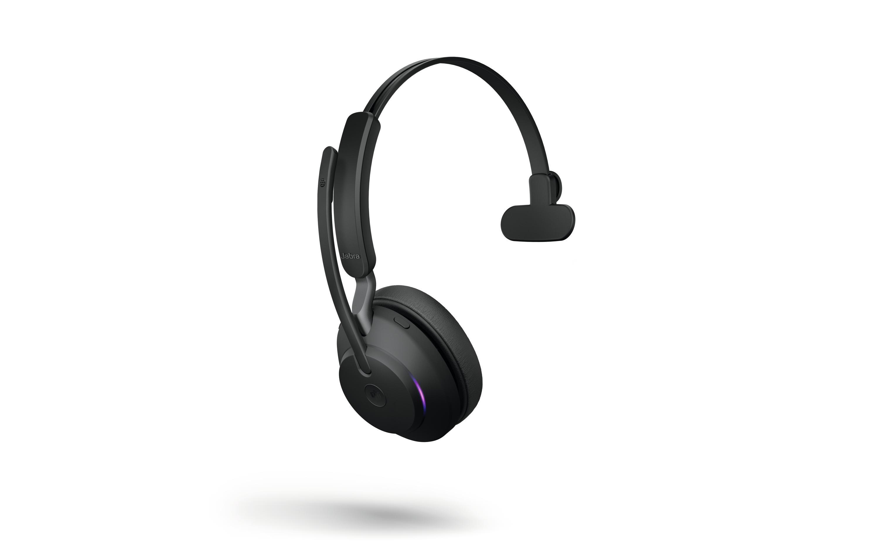 Headset Evolve2 65 Mono MS Schwarz, USB-A, inkl. Ladestation<br>Jabra Bluetooth Headset für das Büro, Home Office oder für Unterwegs