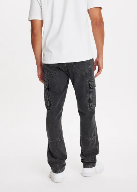 Cargo jeans straight zwart (ZW.USED)