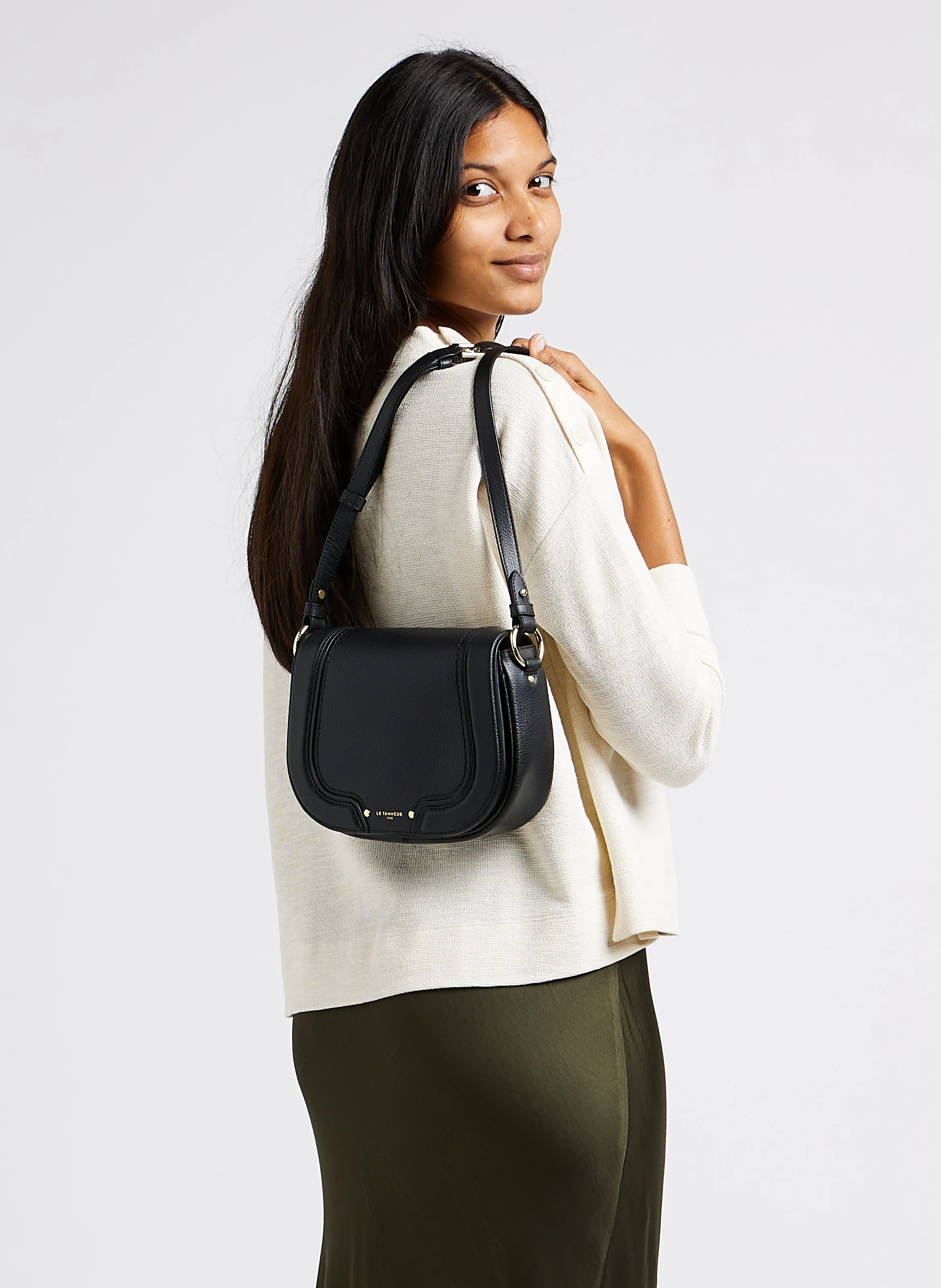 ELLA - Sac épaule en cuir| Noir