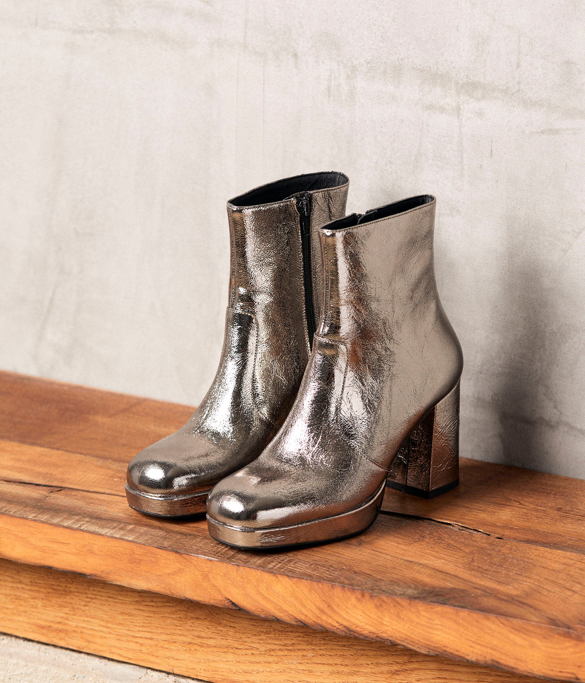 Boots cuir argent Alissa
