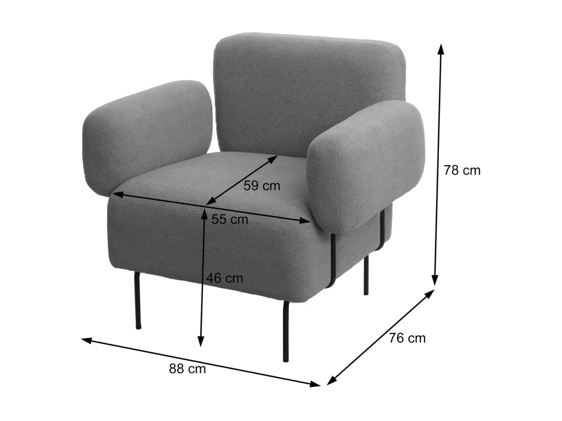 Fauteuil de salon MCW-L83, crème