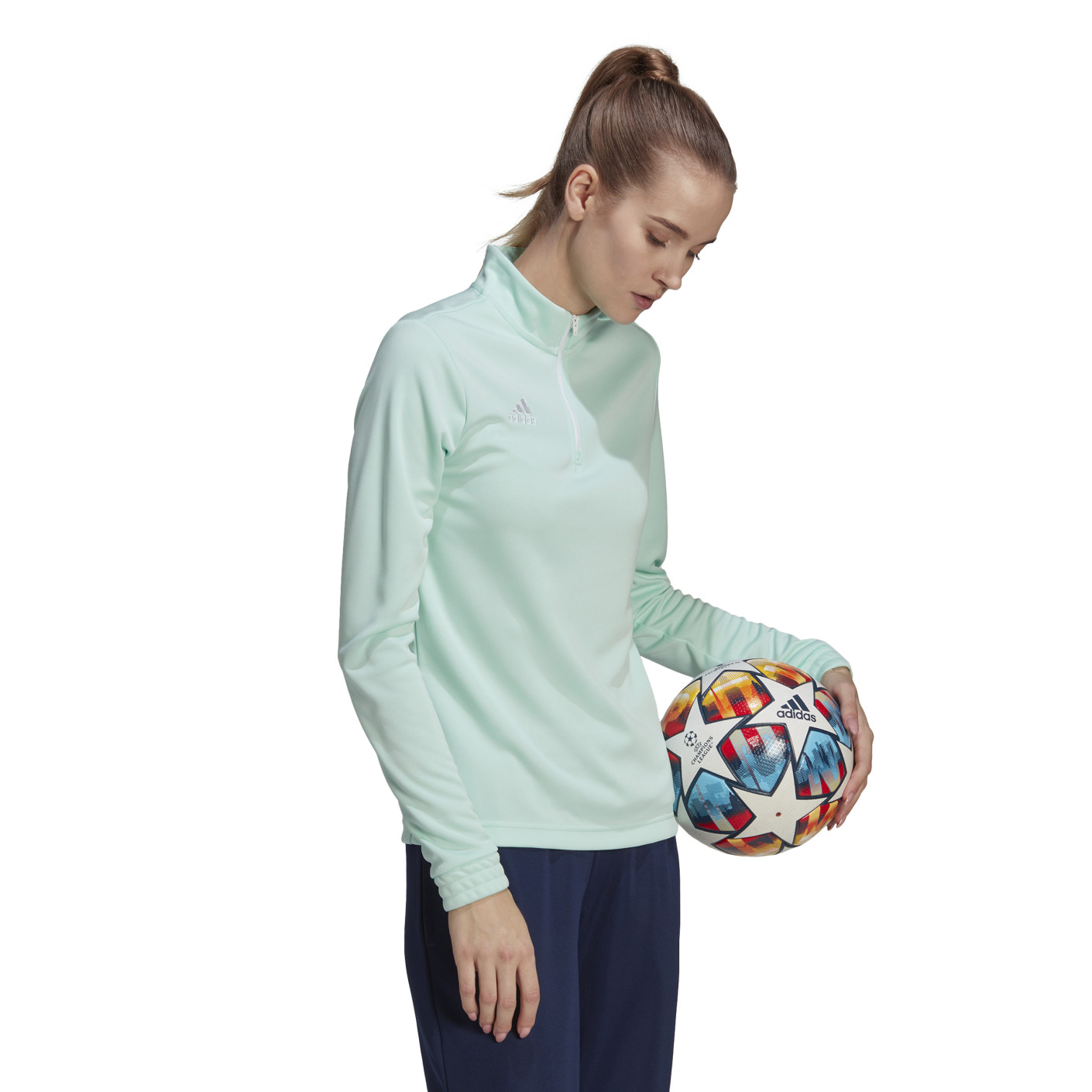 Adidas Entrada 22 Trainingstrui 1/4-Zip Dames Mintgroen Wit