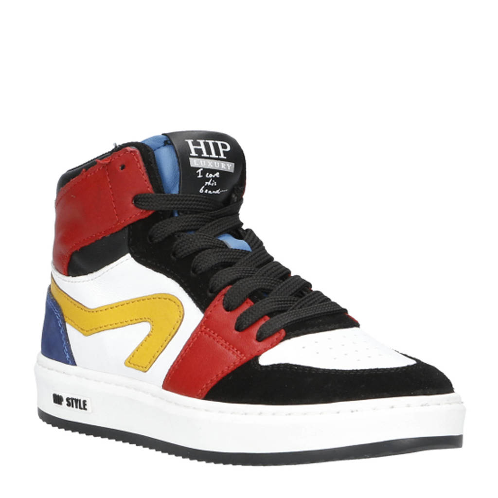 Hip leren sneakers rood multi
