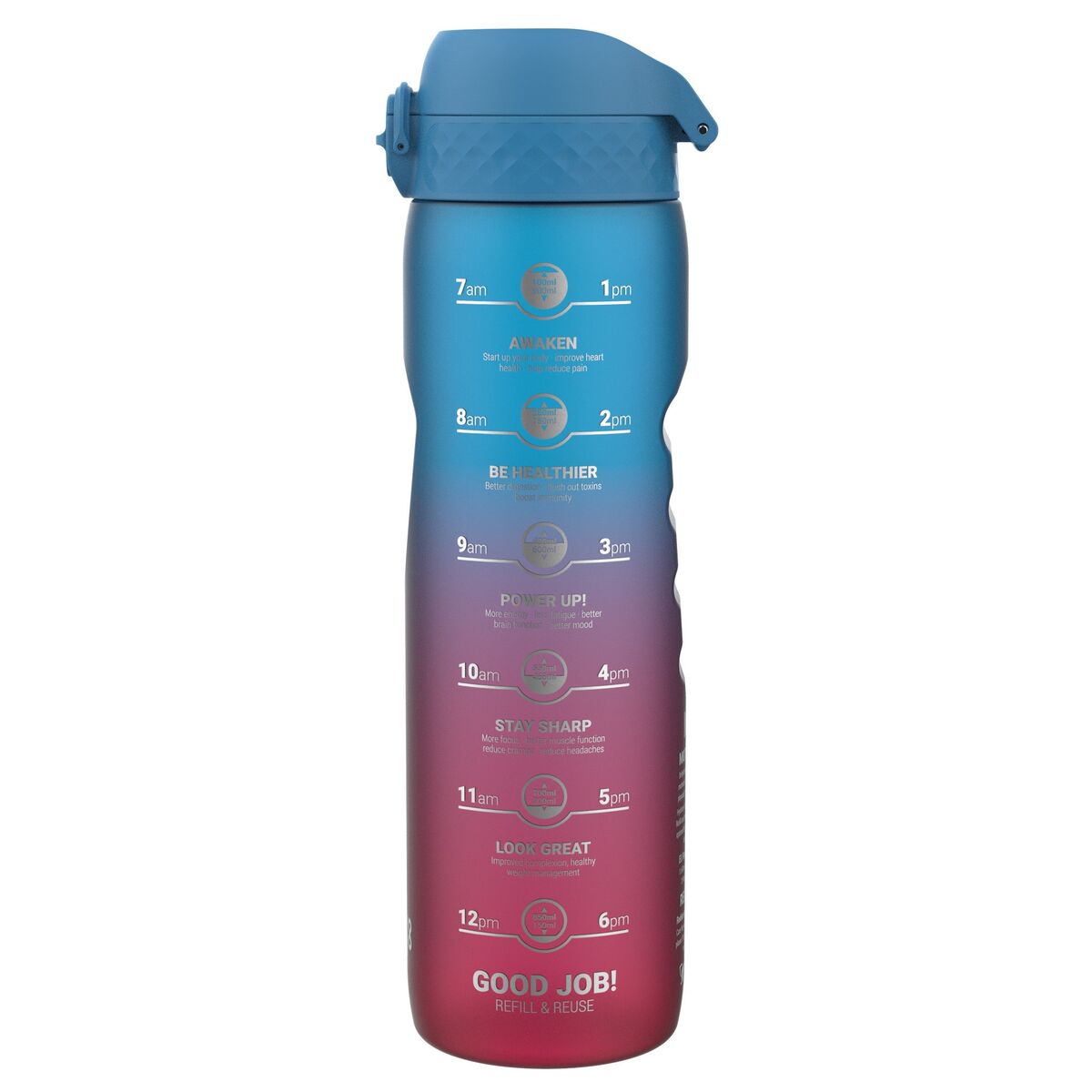 Motivational Bottle 1 liter, blue/pink