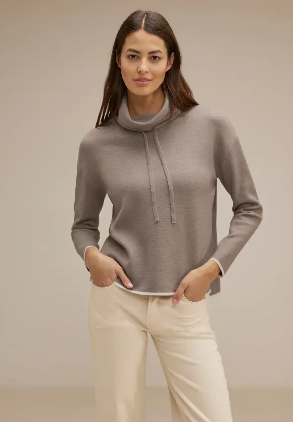 Pullover mit Tunnelzugband - whisper mocca melange