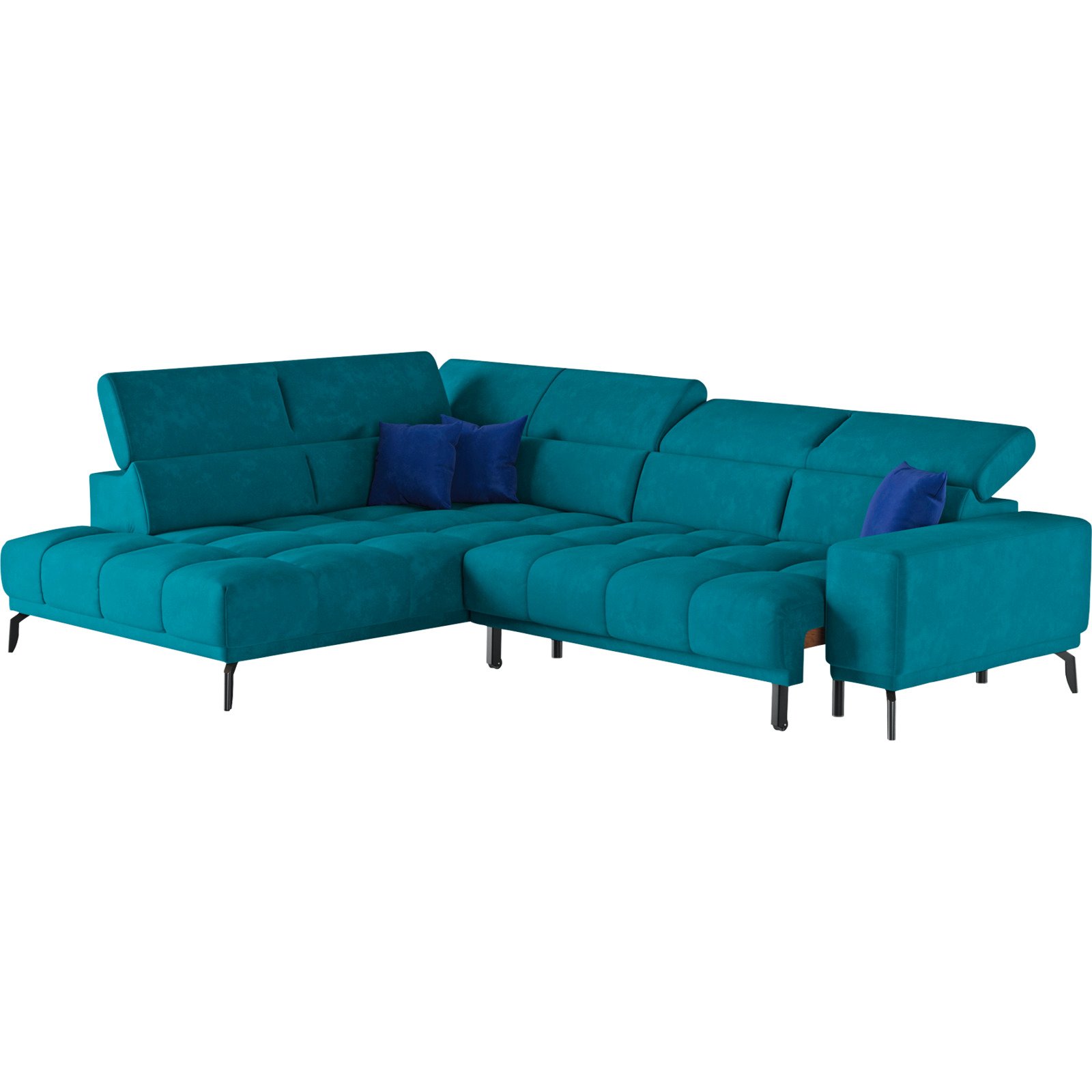 Ecksofa Jamba Stoff petrol, Ottomane links