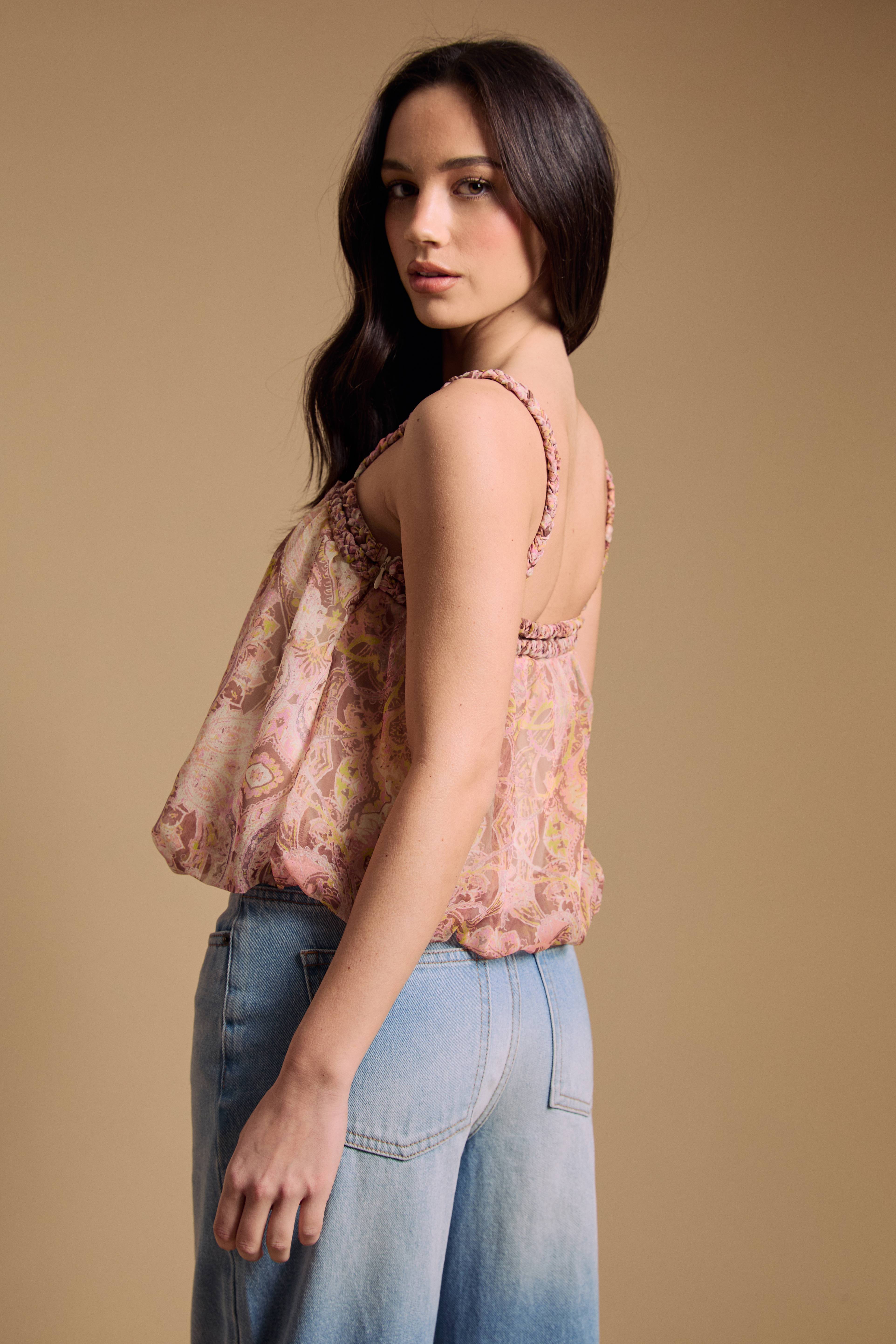 Oasis Blouse Camisole À Col Cordé Et Ourlet Bouffant