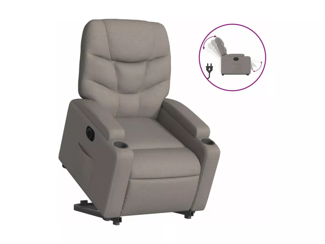 Fauteuil inclinable électrique taupe tissu