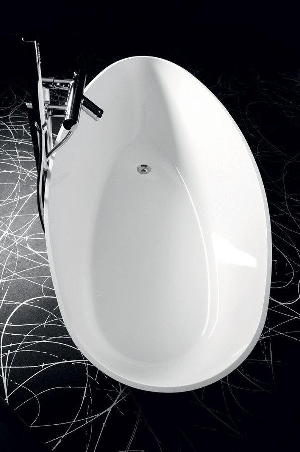 Gelco Elipsie vrijstaand bad wit glans mineraalmarmer 160x70cm