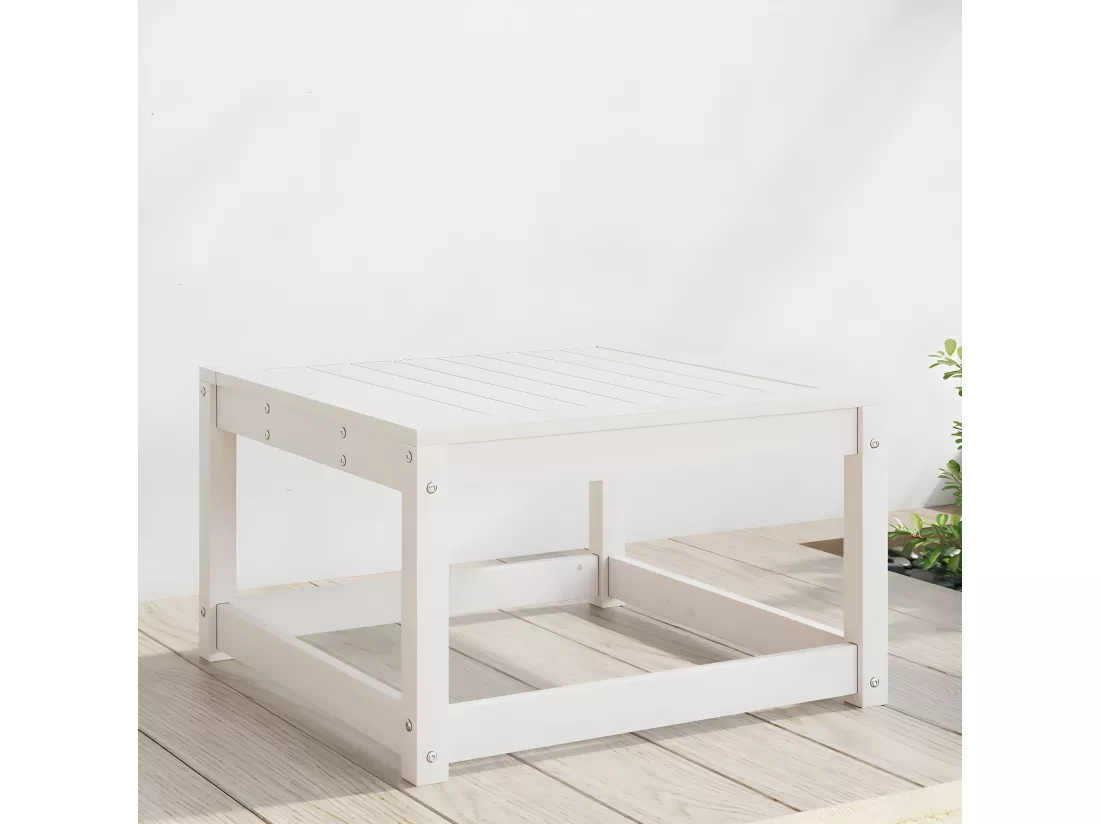 Repose-pied de jardin blanc bois de pin massif