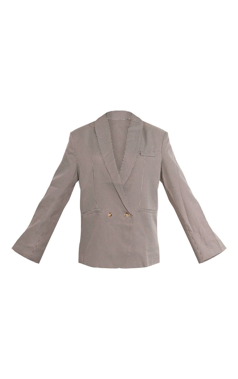 Blazer Oversize À Épaulettes Motif Pied-de-poule Avec Ourlet Arrondi