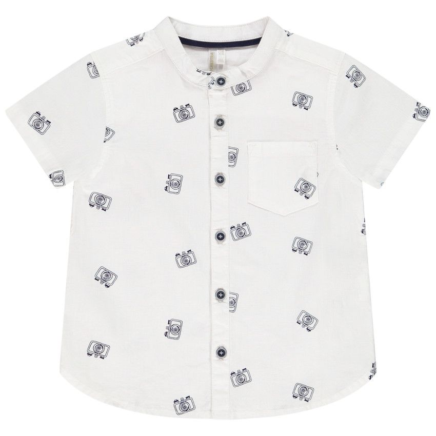 Chemise manches courtes col mao pour bébé garçon - Blanc