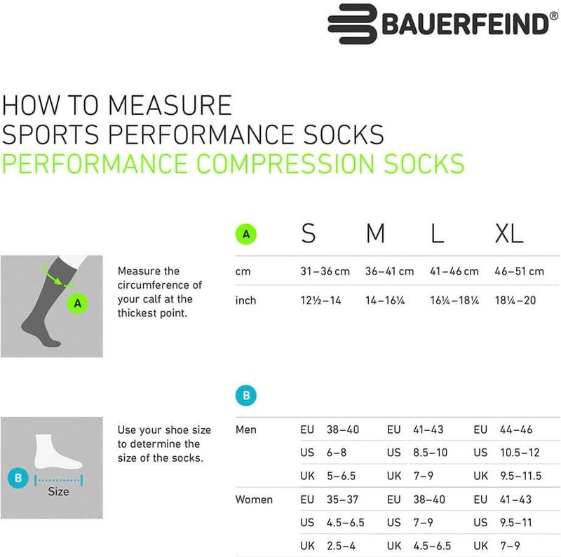 Bauerfeind - Run Performance - Compressiekousen - Zwart - Hoogelastisch