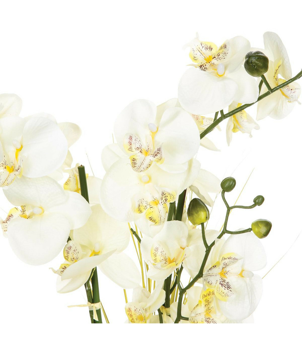 Composition florale d'orchidées artificielles vase en céramique d. 47 x h. 56 cm