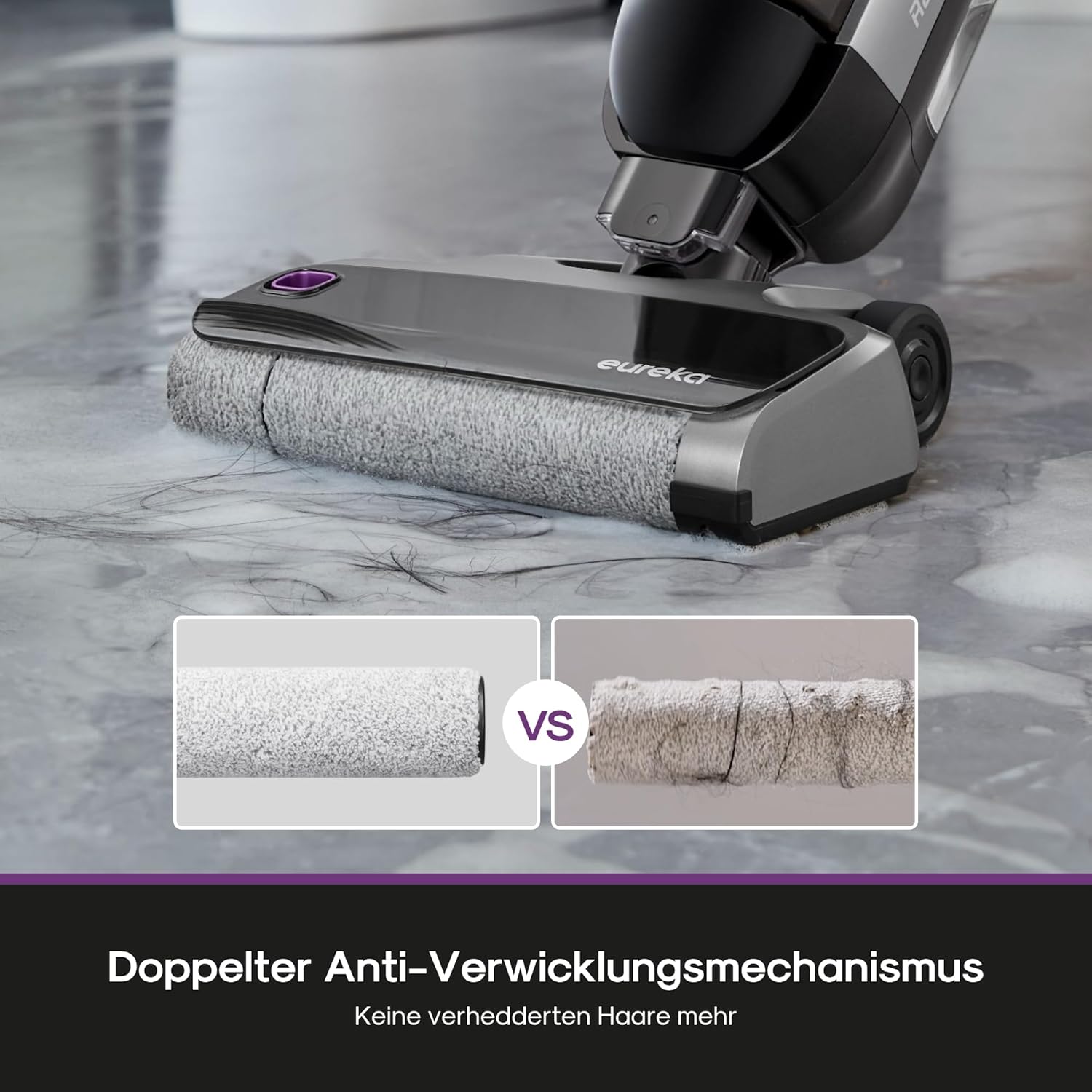 Eureka RapidWash NEW630 Nass Trockensauger Kabelloser Staubsauger mit 170° Neigung,60°C Heißlufttrocknung,21600 Pa Saugkraft,Saugwischer 38min,Selbstreinigung und Anti-Tangle für Hartböden,LED-Anzeige