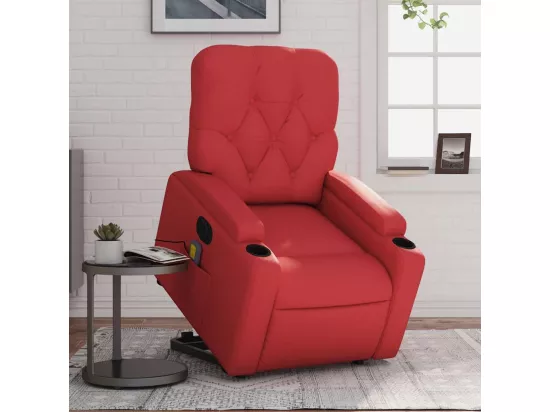 Fauteuil inclinable massant électrique rouge similicuir