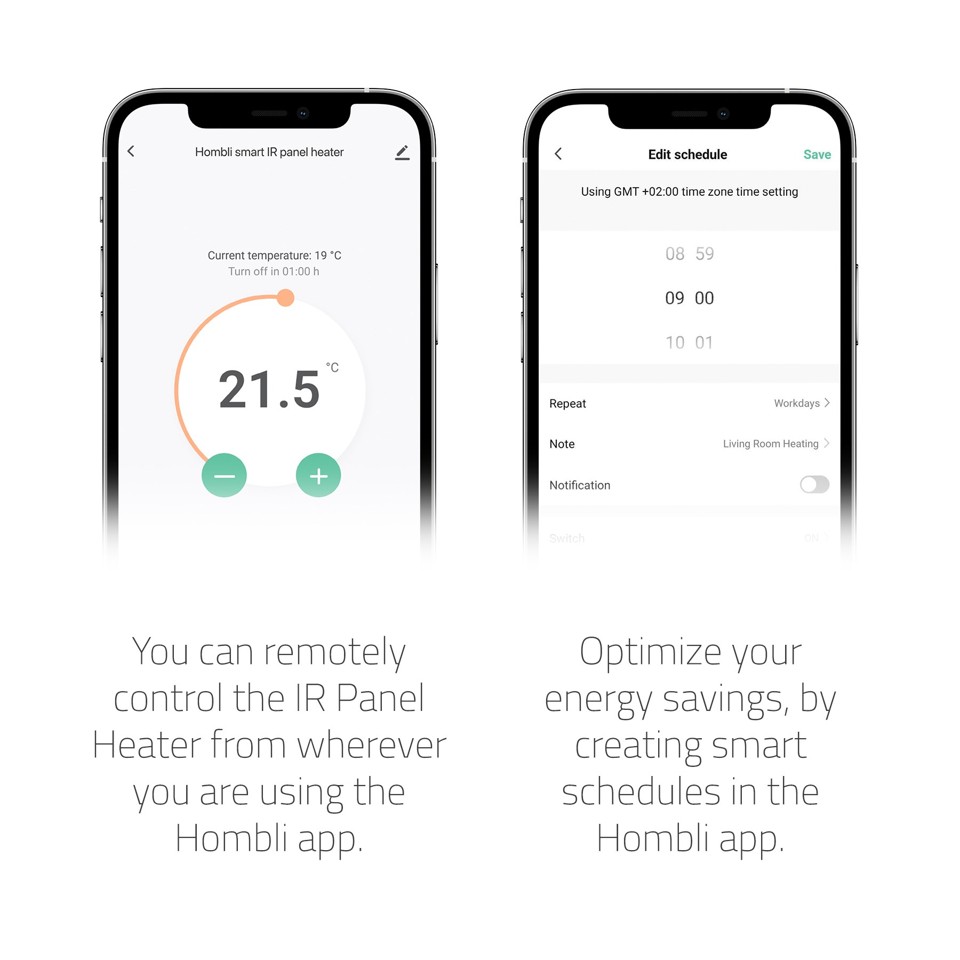 Hombli - Smart IR glas varmepanel 600W, spejl (600w)