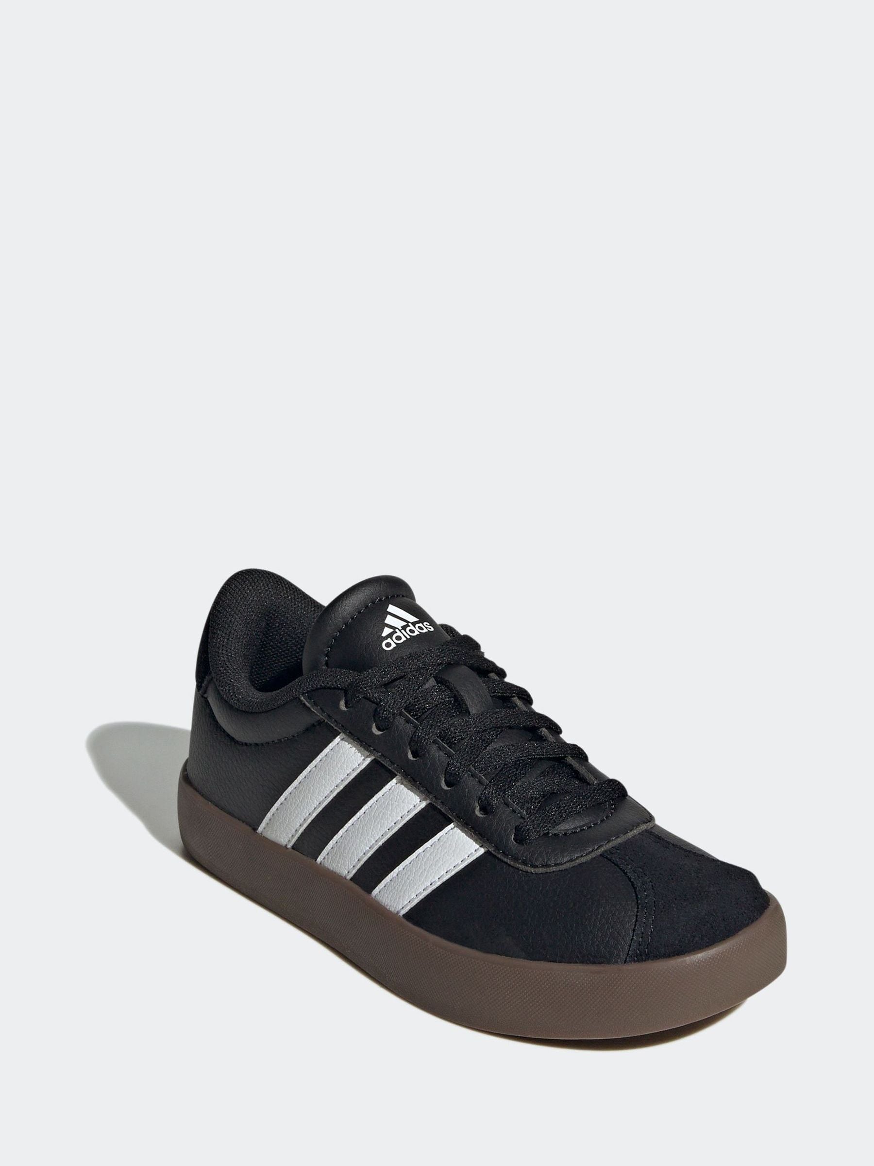 Zwart/bruin - adidas Vl Court 3.0 Suède sneakers met veters voor kinderen