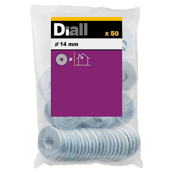 Rondelles plates larges en acier au carbone ø 14mm - 50 pièces