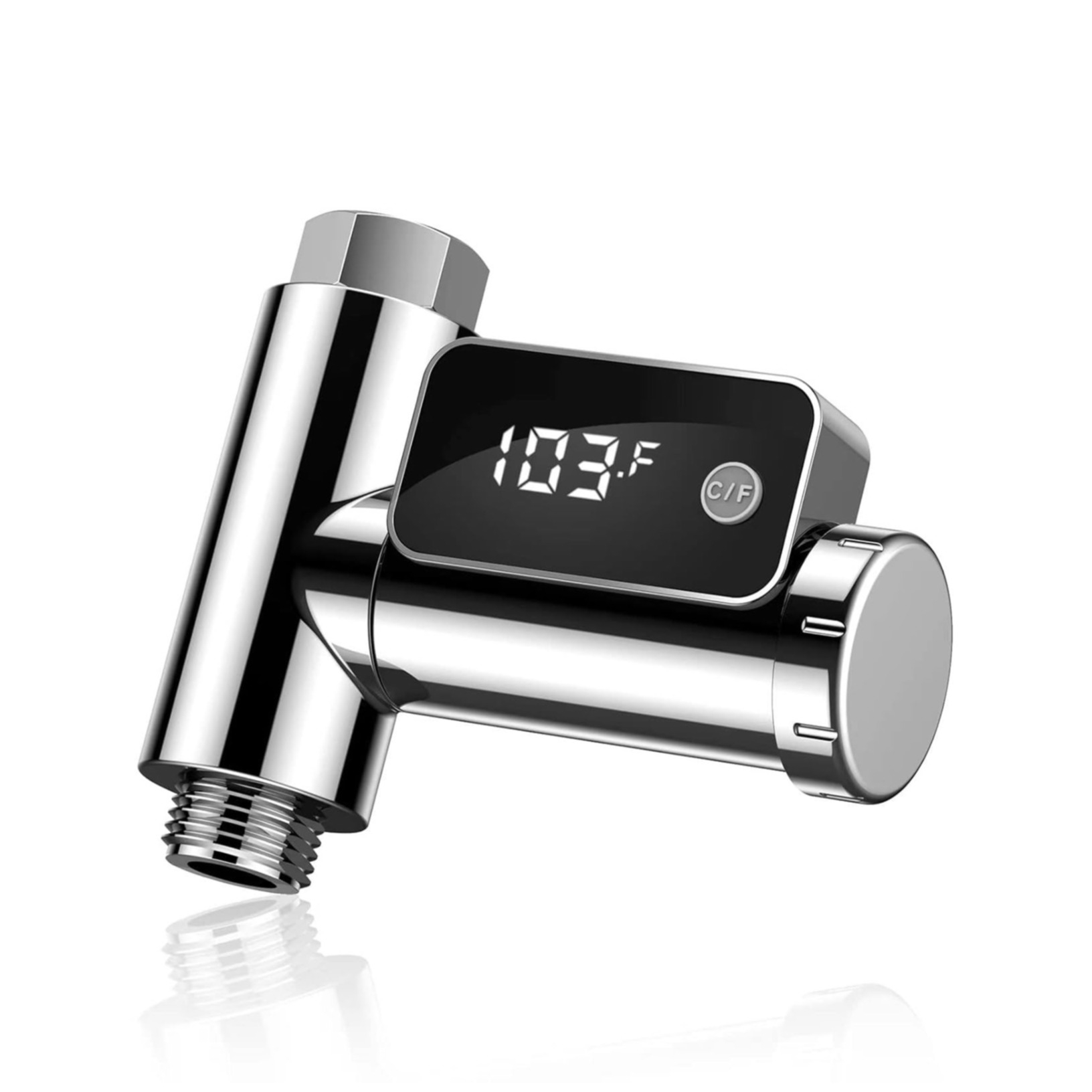 Digitales Wasserhahn Thermometer Dusch Temperaturmesser mit LED Display (Batteriebetrieben) - Silber