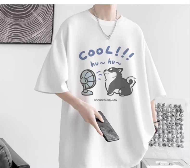 Bay Go Mall - T-shirt met korte mouwen en hondenprint
