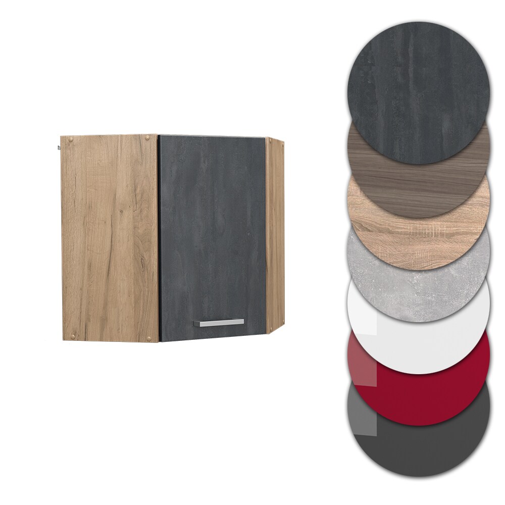 Vicco Eckhängeschrank R-Line Schwarz Beton Eiche 57 cm