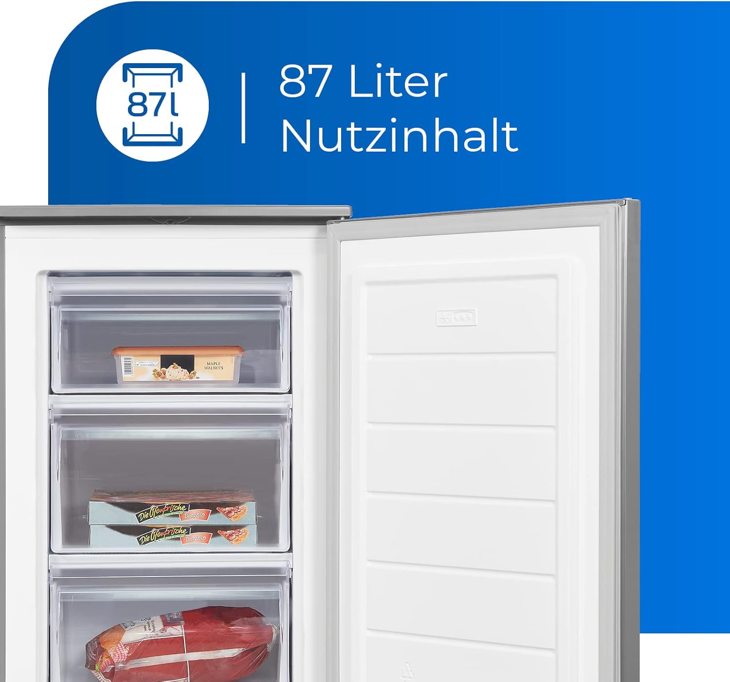 Exquisit Gefrierschrank GS81-040C inoxlook | Tiefkühlschrank klein 87 l Nutzinhalt | 4 Sterne Gefrieren | Gefrierschrank klein