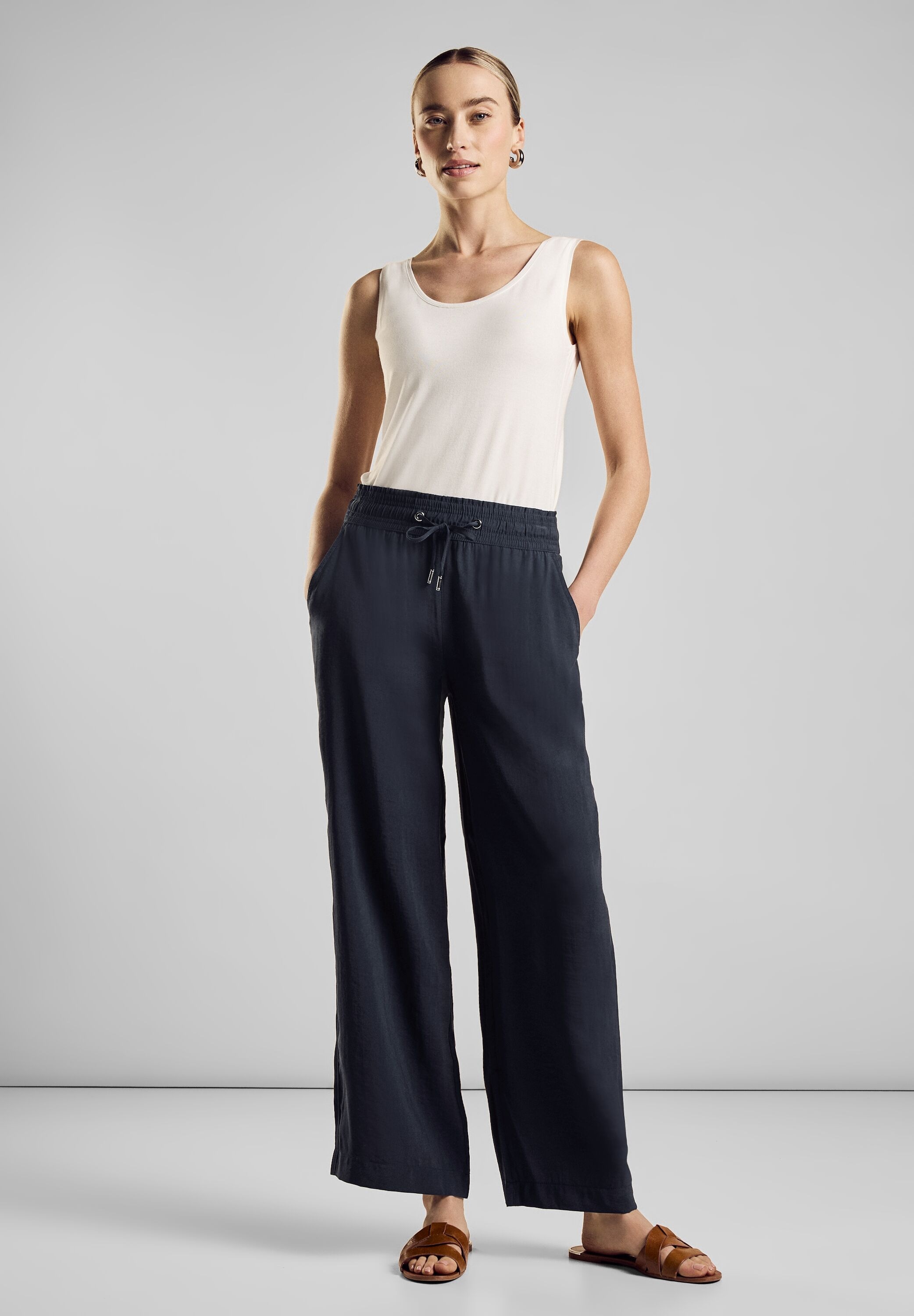 STREET ONE Stoffhose  Sommerhose mit Kordelzug