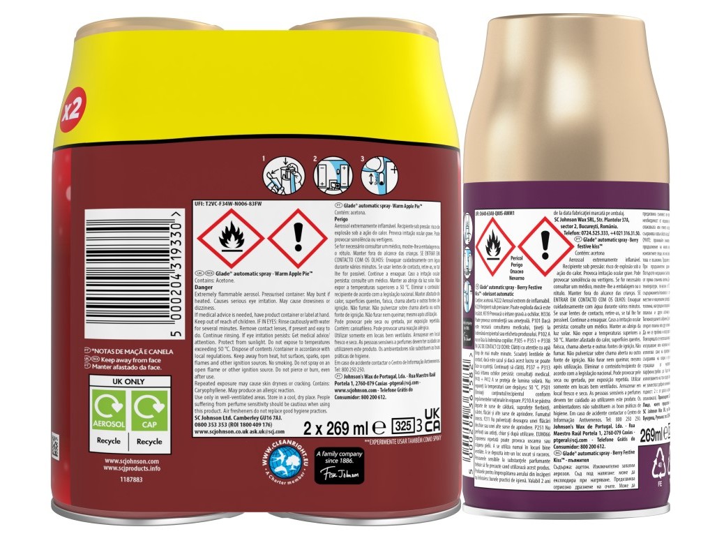 AMBIENTADOR AUTOMATIC GLADE WINTER RECARGA APPLE BERRY 3X269ML