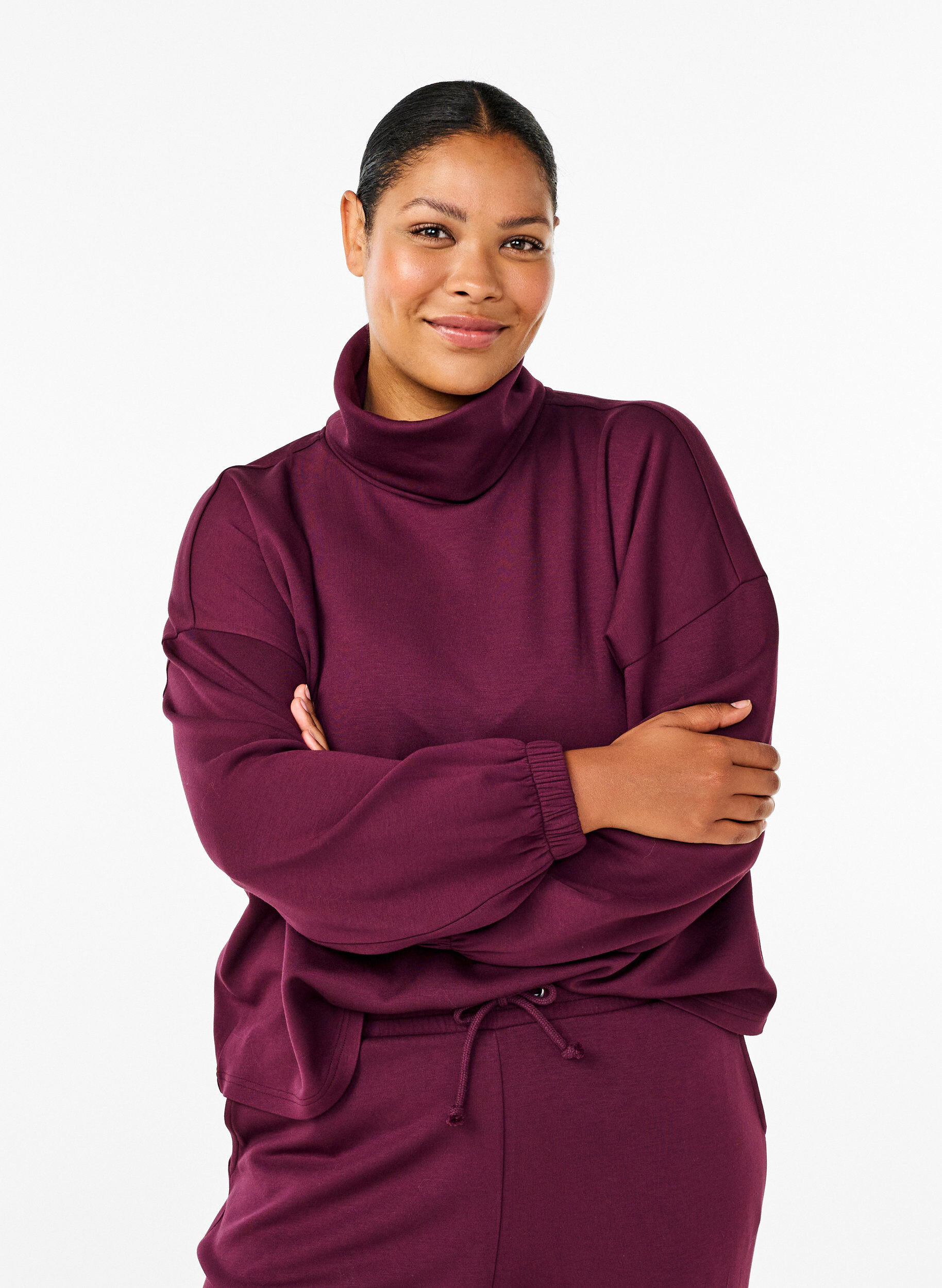 Bluse med turtleneck i modalmix
