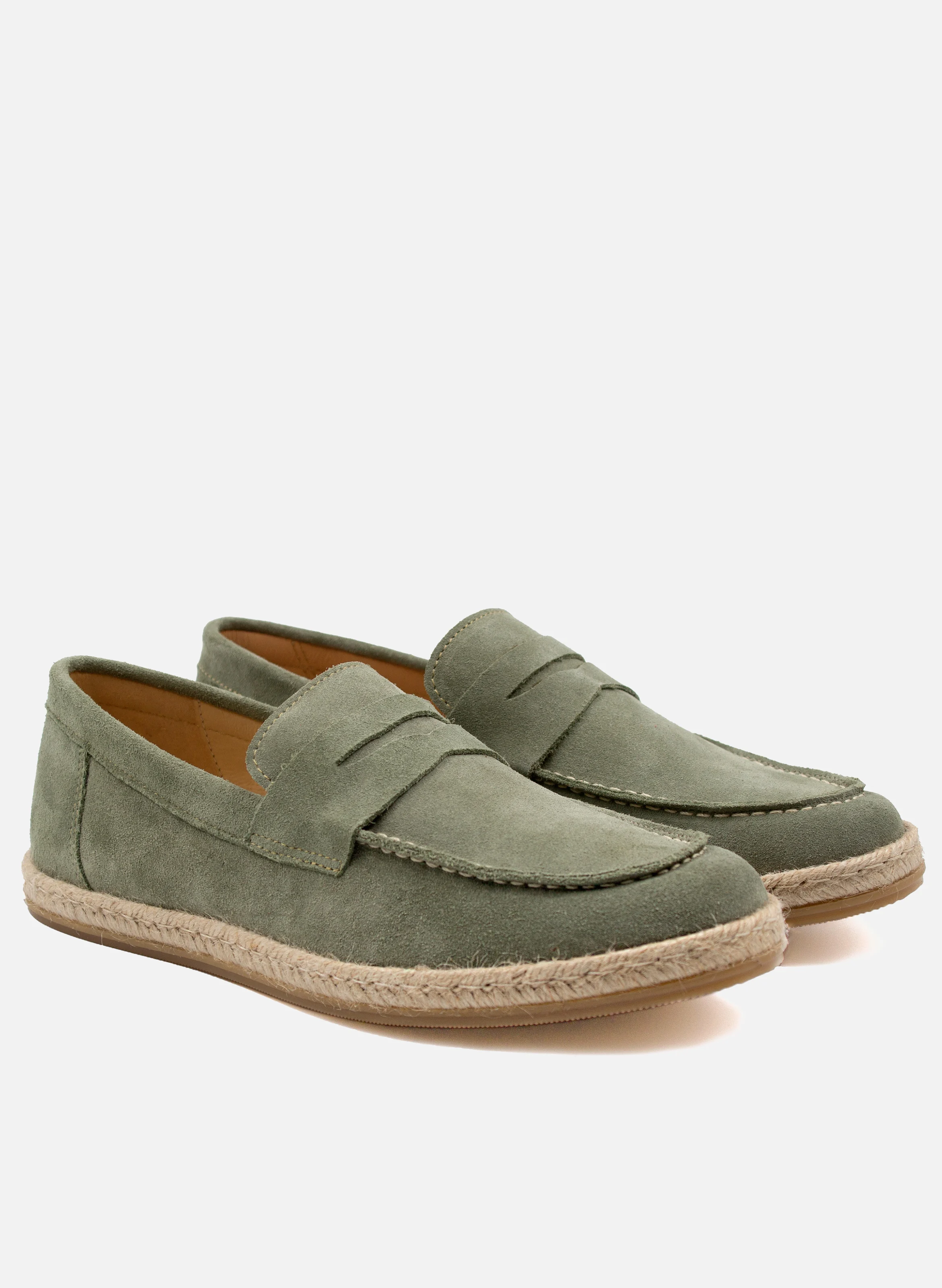 Mocassins espadrille cuir daim | Vert