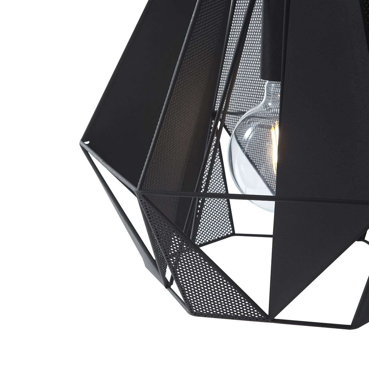 Industriële hanglamp zwart met mesh 3-lichts - Carcass
