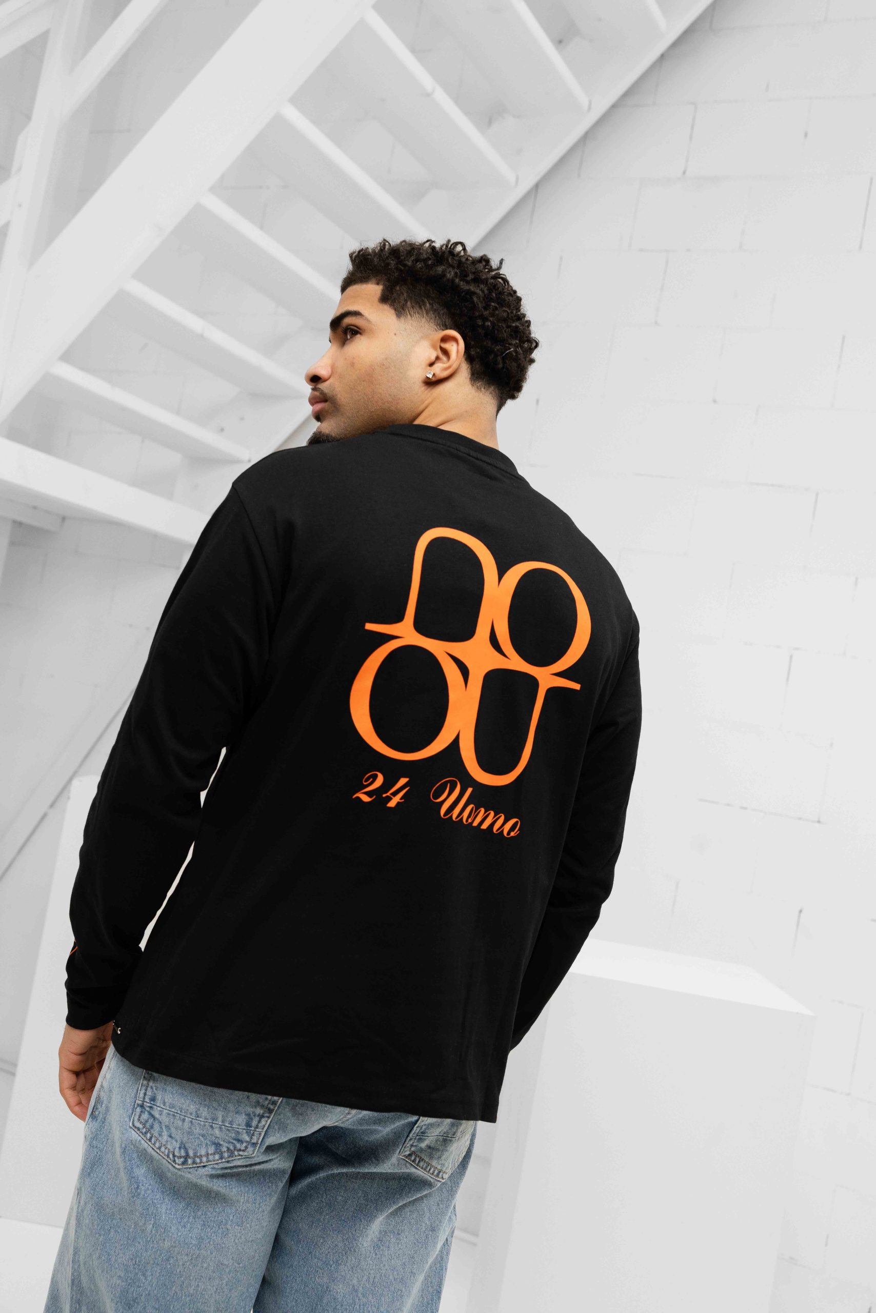 24 Uomo Symbol Longsleeve Shirt Heren Zwart/Oranje
