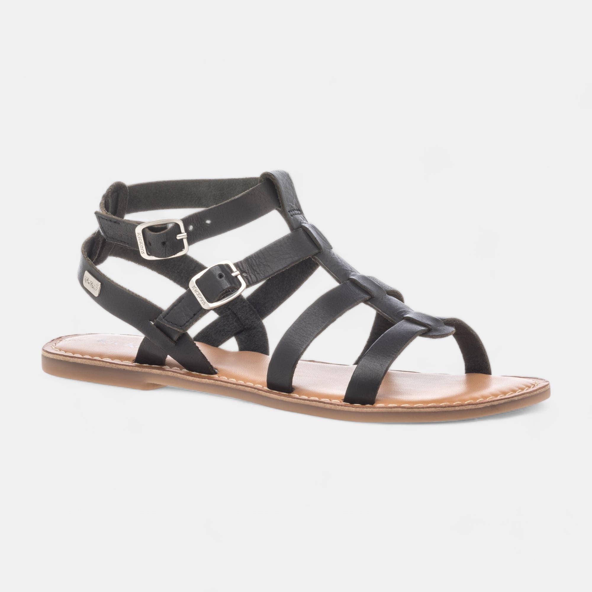 Nu-pieds Femme en cuir noir