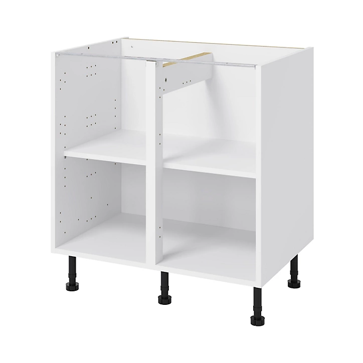 Meuble bas de cuisine avec 2 portes GoodHome Stevia blanc brillant L. 80 x H. 72 cm