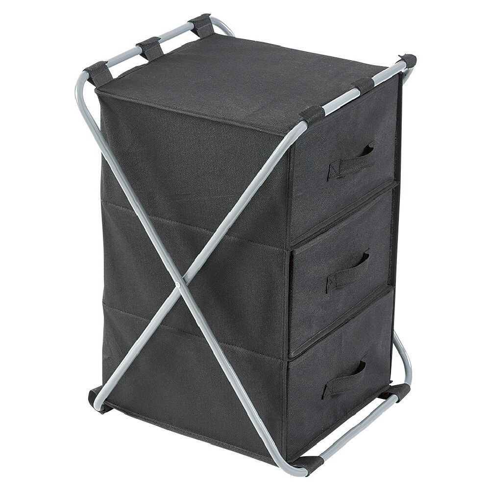 Tour de rangement pliable 3 tiroirs noir