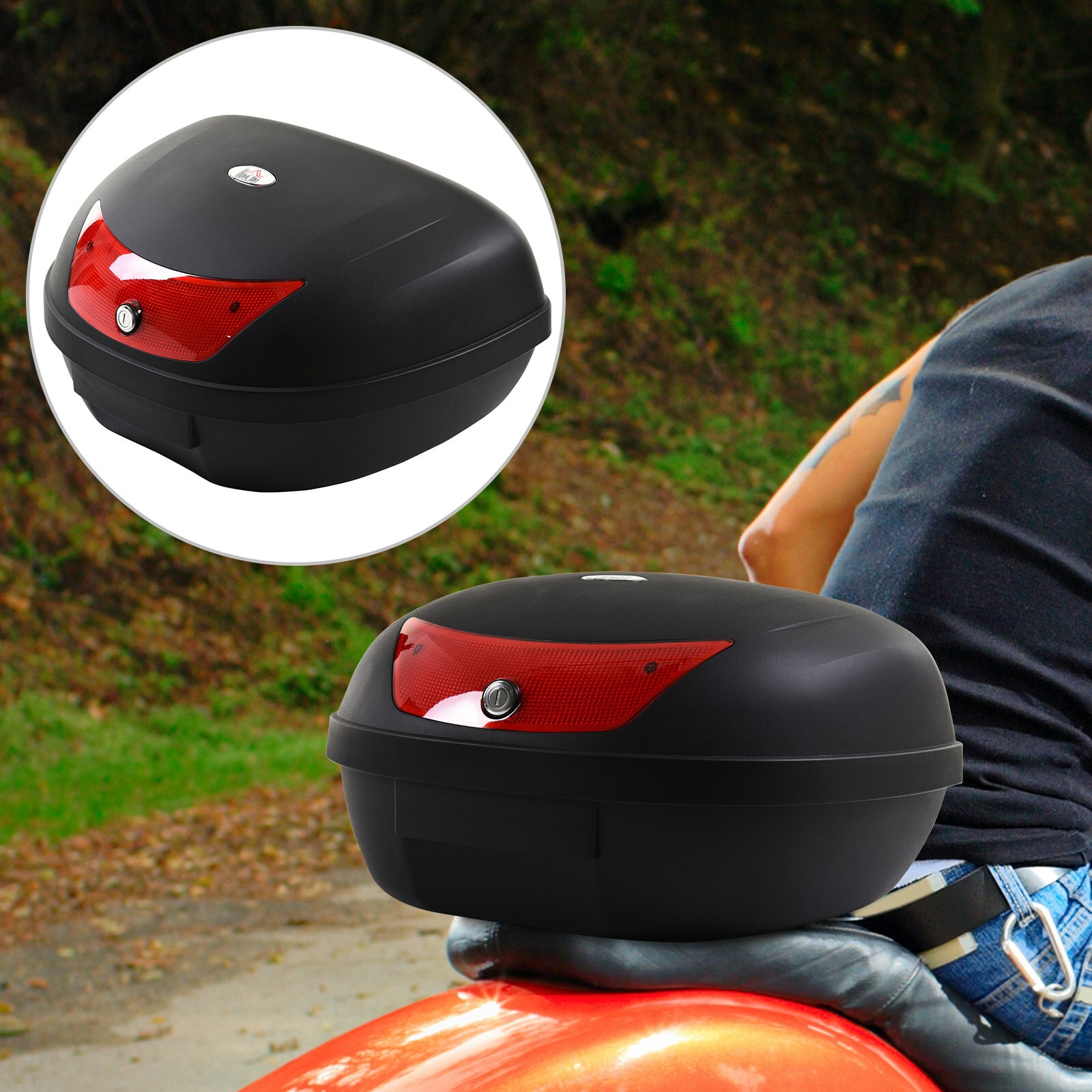 HOMCOM Motorradkoffer für Roller und Mofas schwarz 59 x 43 x 33 cm (LxBxH)