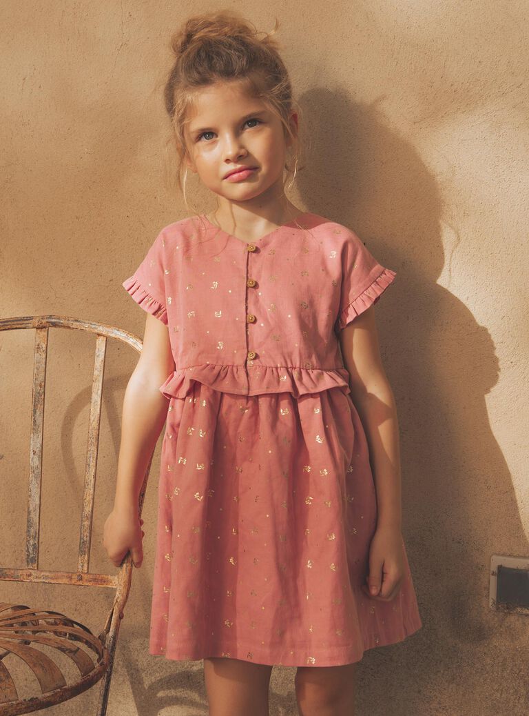 Robe vieux rose à fleurs
