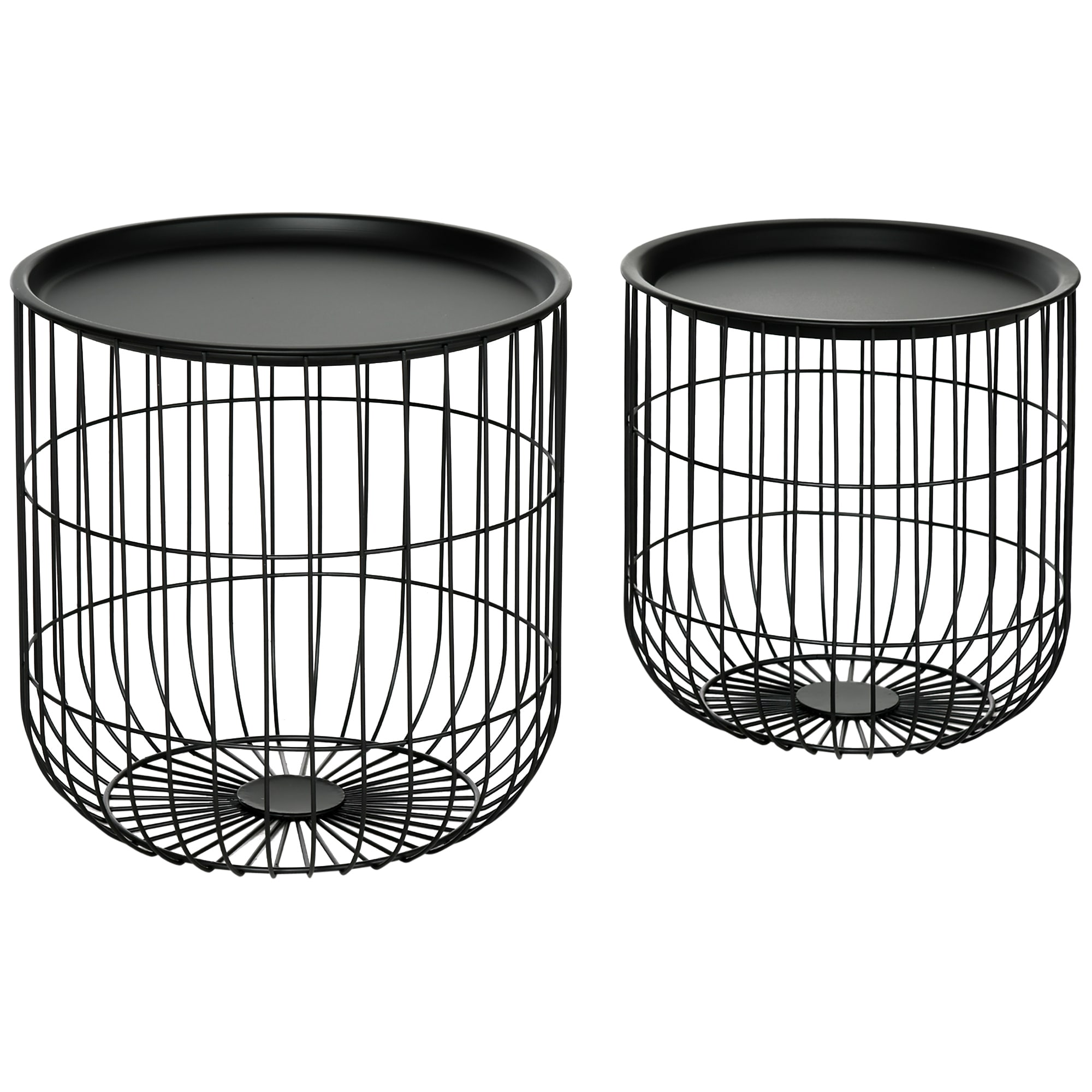 HOMCOM Beistelltisch Set mit Stauraum schwarz 40L x 40B x 40H cm