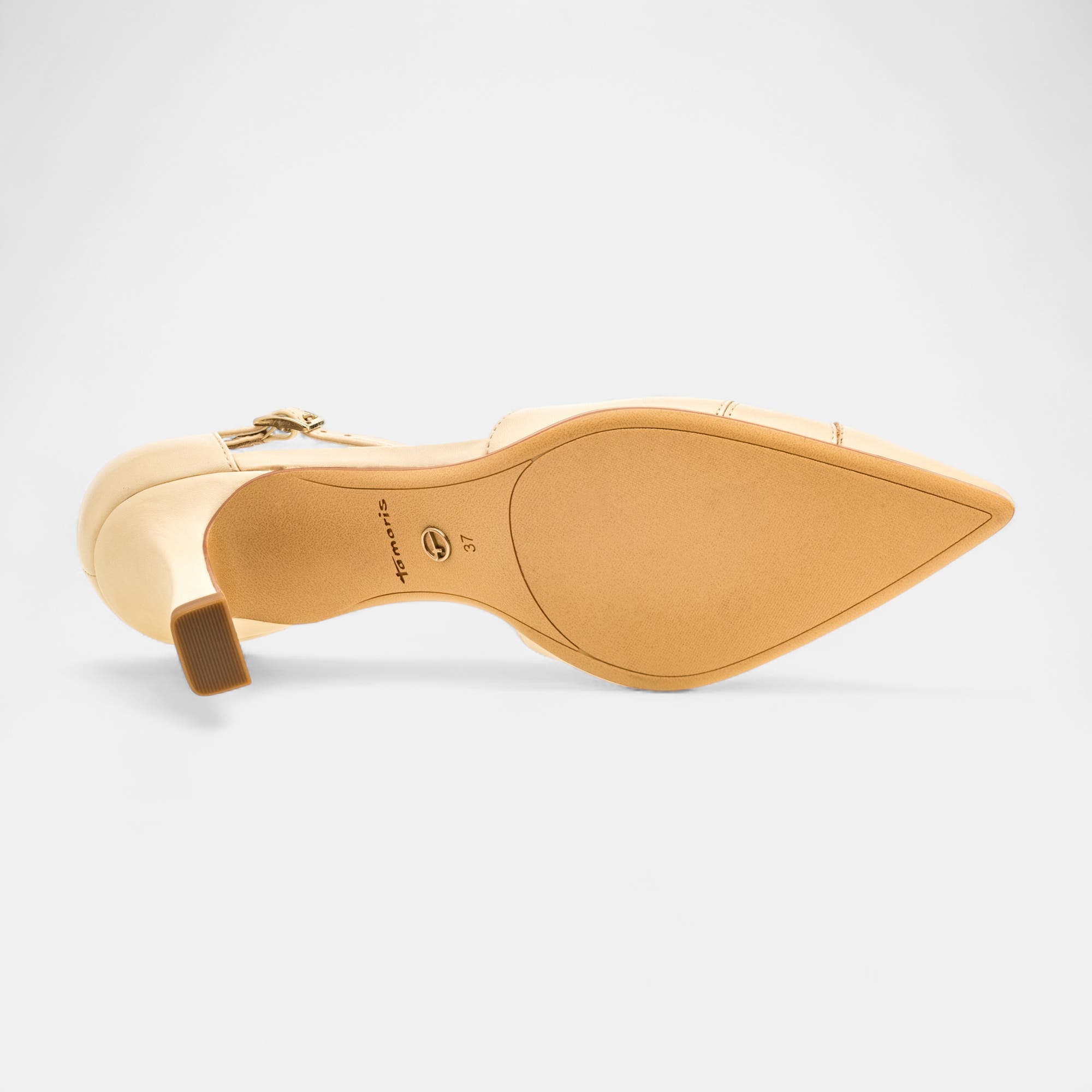 Escarpins quartiers ouverts à talon Femme en cuir beige