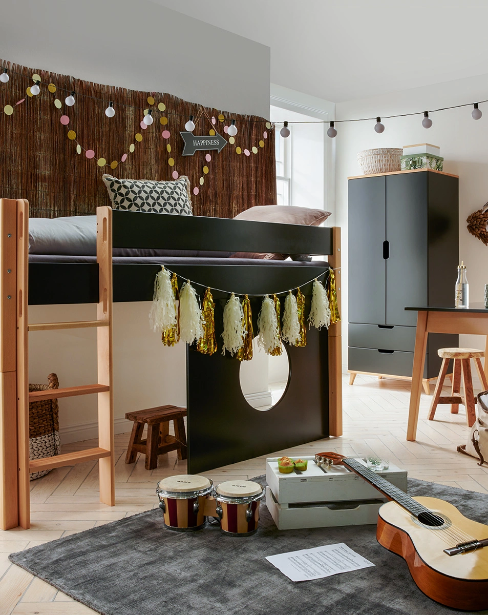 Kleiderschrank INFANSCOLOR I (Farbe: anthrazit/Buche)