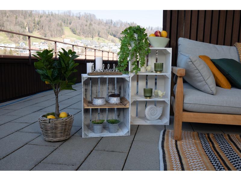 Holz Zollhaus Regal Vintage Weiss 40 x 75 cm Regal im Holzharassen Stil