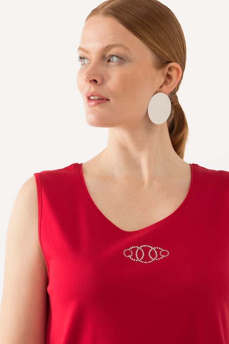 Top, Pima Cotton, Slim, Rundhals, Ziersteinchen, ärmellos